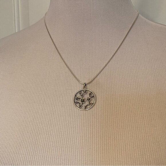 AGI NECKLACE CHAIN STERLING SILVER 925 ITALY 20” ROUND FLOWER PENDANT - Picture 2 of 8